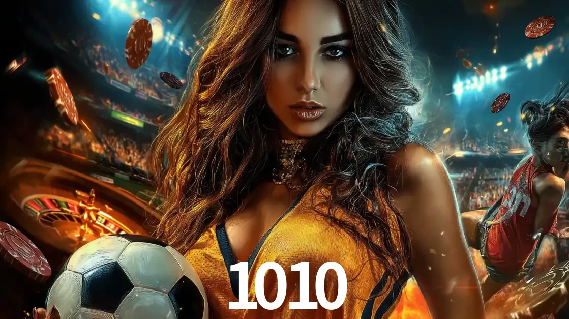 Mulher segurando uma bola de futebol em uma montagem que mistura a paixão esportiva com a emoção da roleta de cassino, tudo disponível na plataforma 1010.